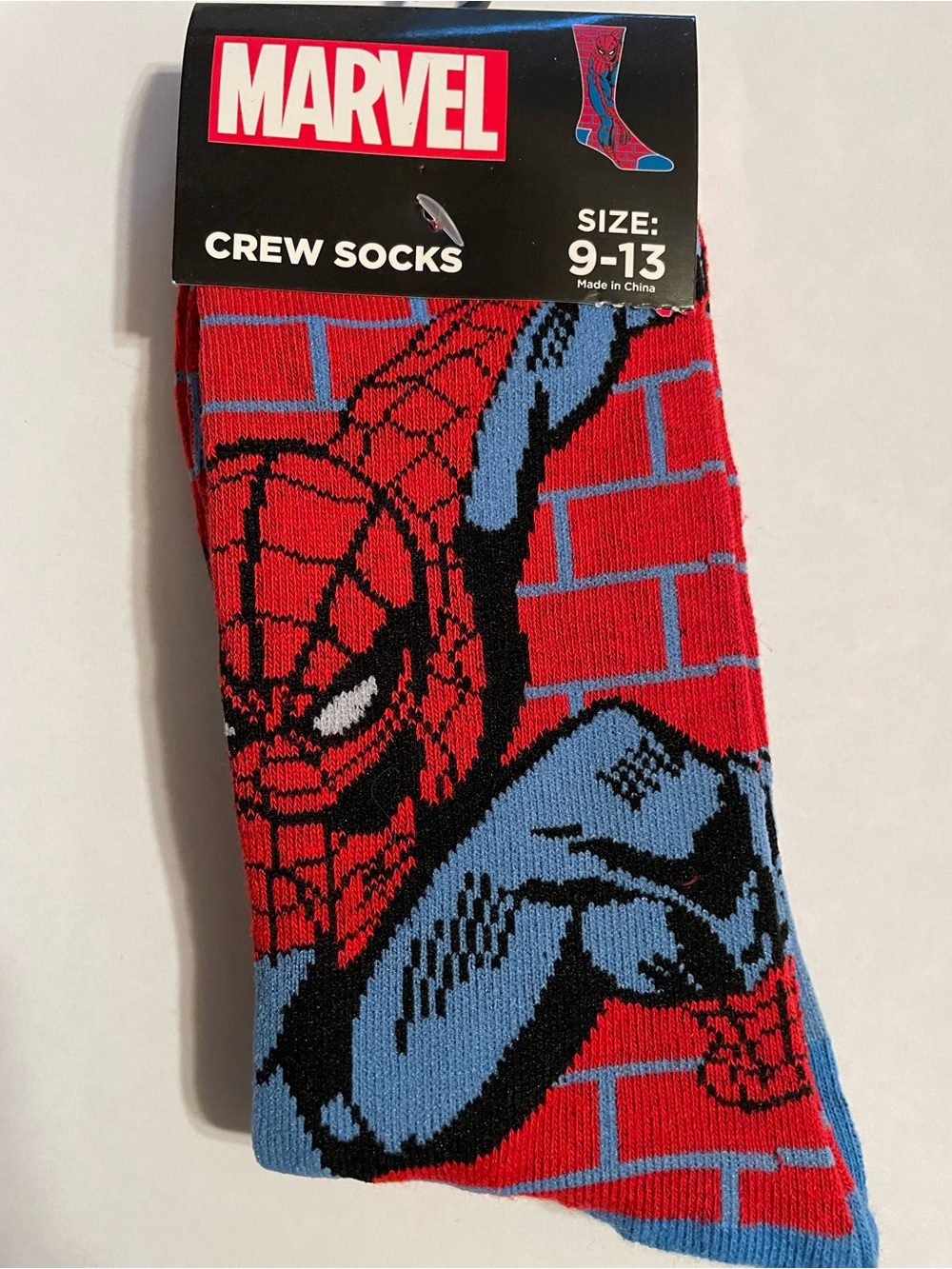 Marvel Spider-Man Red and Blue Crew Socks - Adult
